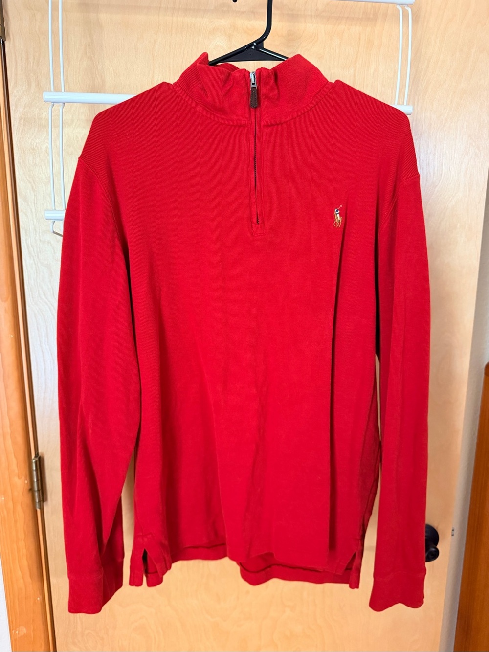 Ralph Lauren Men’s Red Quarter-Zip Pullover Sweater, sz L